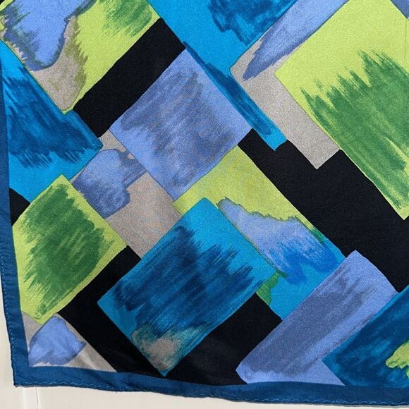 Anne Klein multi colored silk square scarf - Picture 6 of 8
